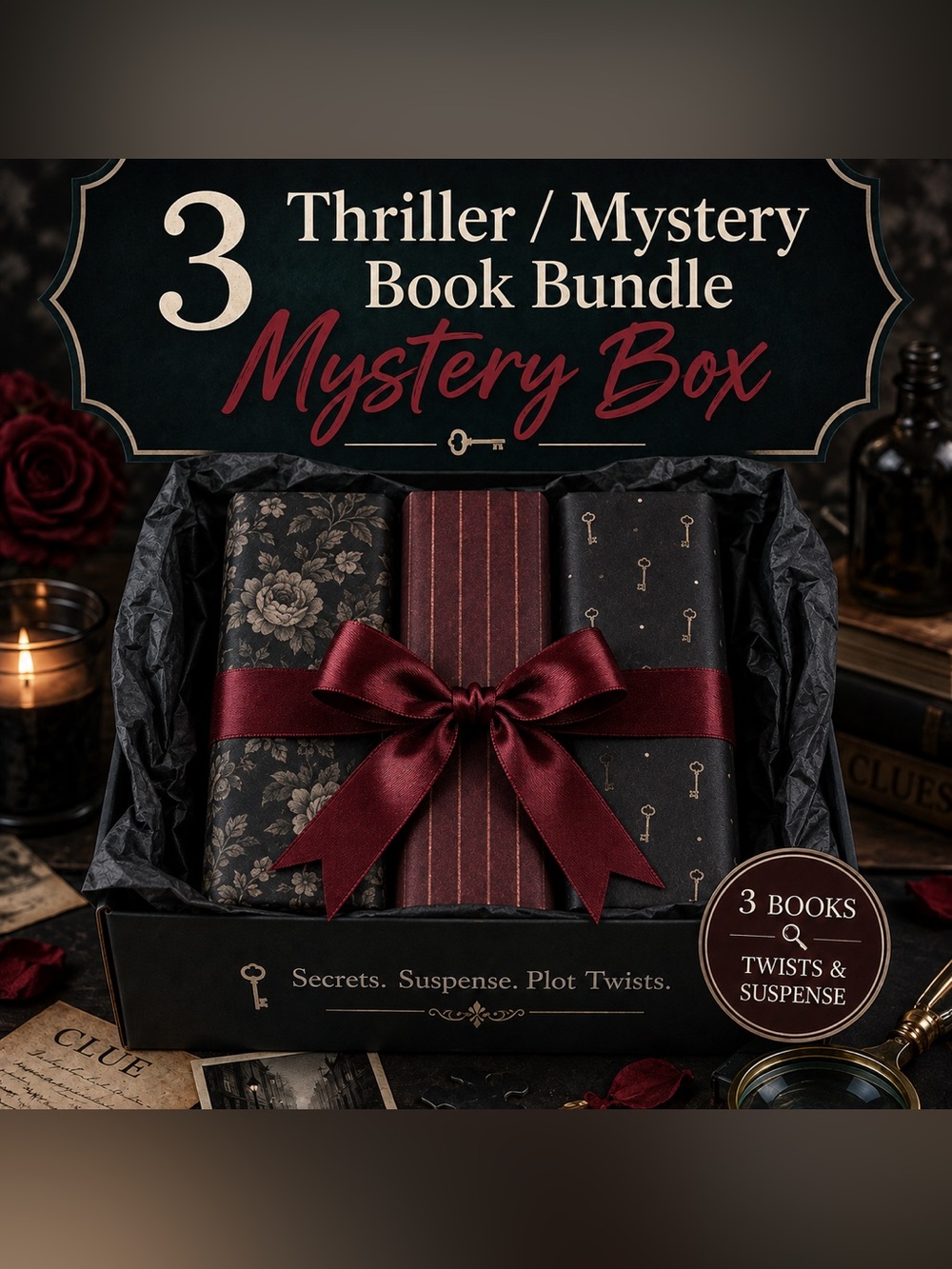 3 Random Mystery/Thriller Book Mystery Bundle